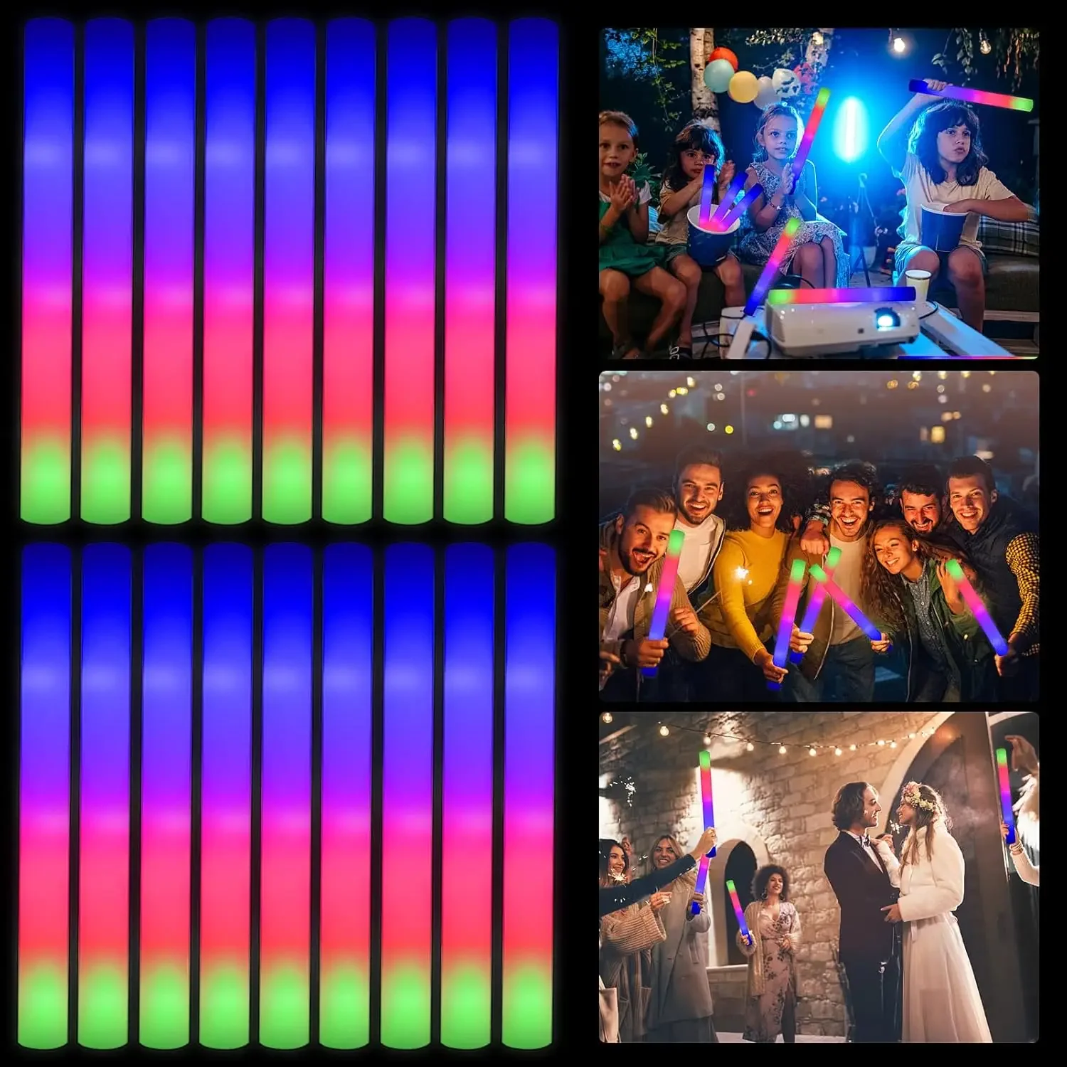 Flashing Led Foam Sticks Party - 1Z-50PCS Bastoncini Luminosi a LED in