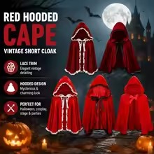 Costumes - Mantello con cappuccio rosso da fata